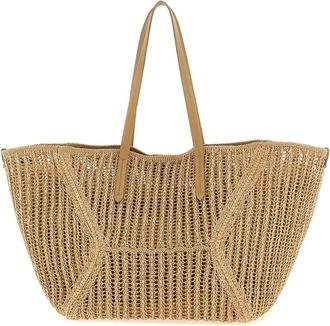 Brunello Cucinelli Tassen, Dames, Beige, ONE Size, Leer, BC Duo Grote Schoudertas