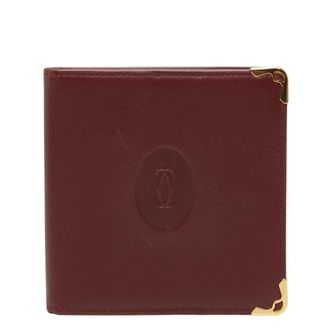 Cartier Bordeaux Wine Red Leather Wallet (Bi-Fold) (Pre-Owned)