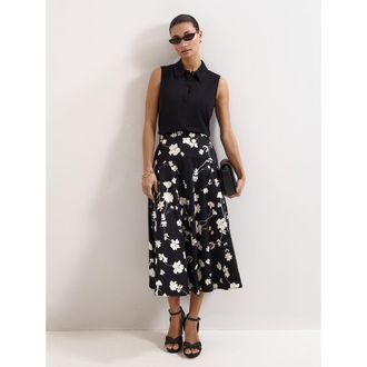 Phase Eight Mavis Floral Skirt in Black/ivory at Nordstrom, Size 12