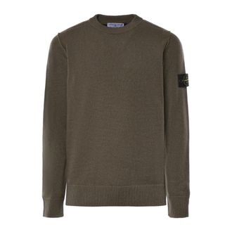 Stone Island Truien & Vesten, Heren, Groen, XL, Wol, Ronde hals trui met omgekeerde steekdetails