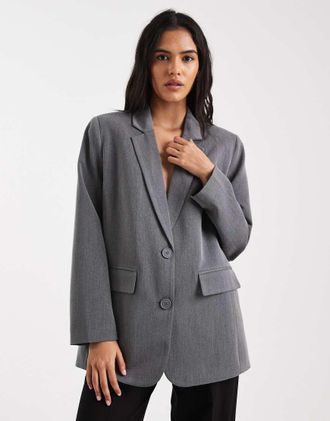 Pieces Blazer sartoriale oversize grigio scuro m&eacute;lange