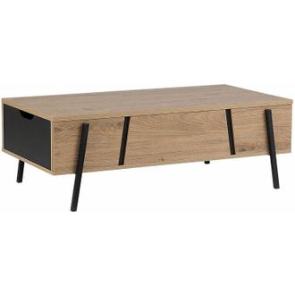 Beliani Tavolino Basso Color Legno Chiaro con Piano Rialzato Gambe Metallo Nero Blackpool