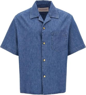 Valentino Garavani Denim Shirts, male, Blue, S, Denim Shirt