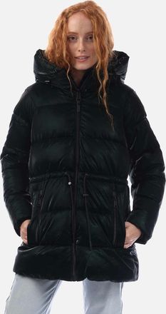 DKNY Womens Zip Front Drawcord Puffer Jacket - Green - Size: 18/16