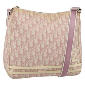 Dior Pre-owned Trotter Canvas Shoulder Bag - Dames - Pre-owned - Roze - Maat: ONE Size Leer