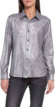 Lyss&eacute; Connie Patent Foil Vegan Suede Shacket In Distress Metallic Silver
