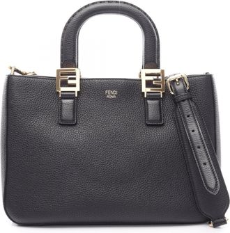 Fendi Black Leather Handbag Tote Bag (Pre-Owned)