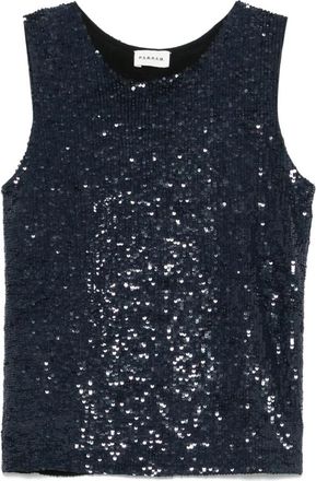 P.A.R.O.S.H. Blauwe tops voor een stijlvolle uitstraling - Dames - Tops zonder mouwen - Blauw - S - Tops