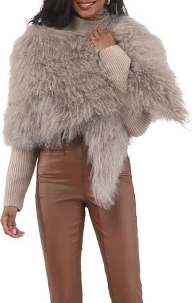 Gorski Select Genuine Shearling Shawl in Silver Blue at Nordstrom