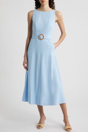 Eliza J Sleeveless Midi Dress in Chambray Blue at Nordstrom, Size 14