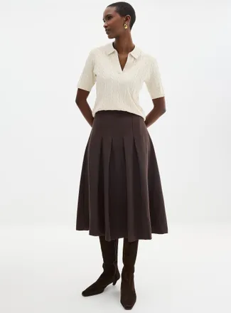Contemporaine Womens Flat pleats midi skirt