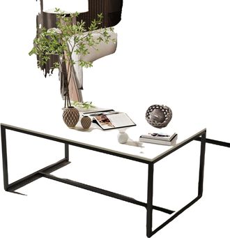 OEM Mesa De Centro, Dise&ntilde;o Minimalista Moderno, Superficie De Piedra Sinterizada Duradera, Blanca