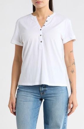 Melrose and Market Washed Cotton Henley T-Shirt in White at Nordstrom Rack, Size Xx-Small