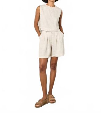 Apricot Pleated Mini Shorts In Stone