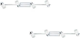 Loops 2 PACK Wall Light Colour 4 Spots Chrome Plated & White Steel GU10 4x5W Included
