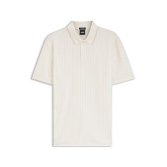 BOSS Striped cotton polo shirt with tipping