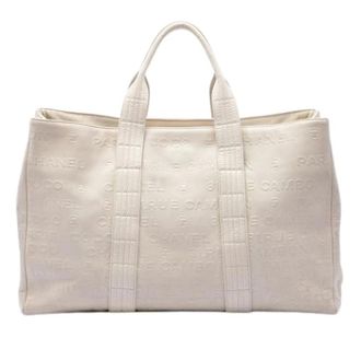 Chanel Bolso Tote Pre-owned de Piel de Cordero Grabada - Pre-owned - Mujer - Beige - ONE SIZE