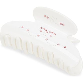 Sandy Liang Princess Crystal Embellished Claw Clip in Cream at Nordstrom