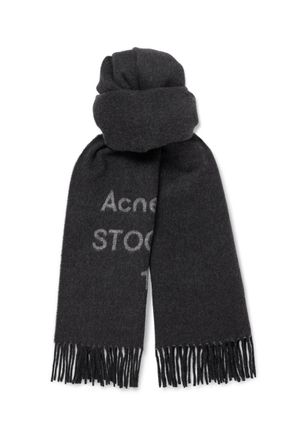 Acne Studios Venus 1996 Logo-Jacquard Fringed Wool Scarf