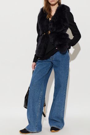 Balmain Lamb Fur Vest, Womens, Black