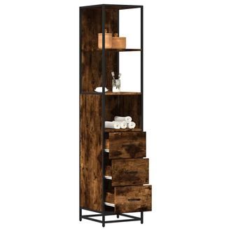 Berkfield Home Bathroom Cabinet Smoked Oak 35x37.5x166 cm Engineered Wood in Brown