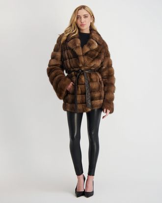 Gorski Sable Jacket with Leather Belt