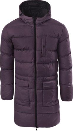 SOULSTAR SoulStar Mens Long Coat Padded Longline Hooded Coat Winter Warm Zip Up Cosy Long Jacket Wine 2XL