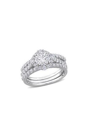 Delmar Set of 3 Lab-Created Moissanite Rings in White/Silver at Nordstrom Rack, Size 7