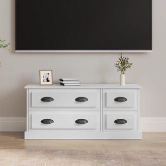 vidaXL Vidaxl - Mueble De Tv Madera Contrachapada Blanco Brillo 100x35,5x45 Cm