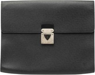 Louis Vuitton Pre-owned Taiga Leder Clutch - Dames - Vintage Clutch - Zwart - ONE Size - Leer - Vintage