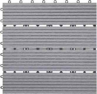 Hhg Nunca Usado] Baldosa Wpc Rhone, Aspecto Madera Balc&oacute;n/terraza, 11x Cada Una 30x30cm = 1m2, Base, Gris Lineal