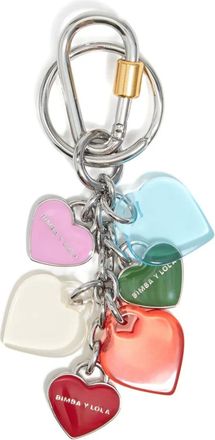 Bimba & Lola heart-charms keyring - women - Brass/Zinc Alloy/Resin/Copper/Enamel - One Size - Grey