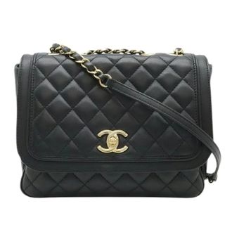 Chanel Pre-owned Matelasse Lamsleren Schoudertas - Dames - Pre-owned - Zwart - Maat: ONE Size Leer