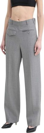 Victoria Beckham Wijde broek - Dames - Wijde Broeken - Grijs - S - Wol - Broeken