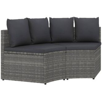 vidaXL Set Divani da Giardino 2 pz con Cuscini in Polyrattan Grigio