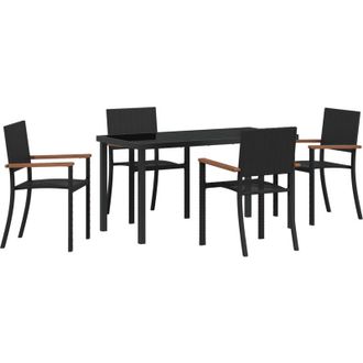vidaXL Conjunto De Comedor De Jard&iacute;n 5 Pcs Negro Vidaxl