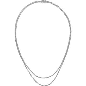 Lana Jewelry 14K Gold Skinny Double Strand Tennis Necklace in White Gold at Nordstrom, Size 15