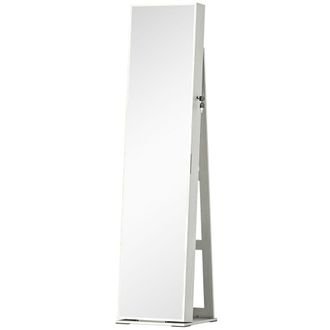 HOMCOM Espejo joyero 38x38x157 cm blanco y crema