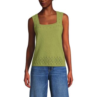 Lands End Pointelle Square Neck Tank Sweater in Bright Pistachio at Nordstrom, Size Large