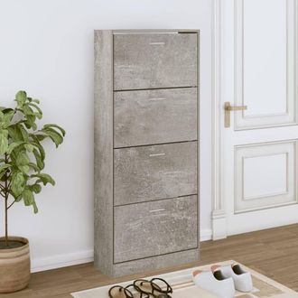 Berkfield Home Shoe Cabinet Concrete Grey 63x24x147 cm Engineered Wood | Size: 63 x 24 x 147 cm