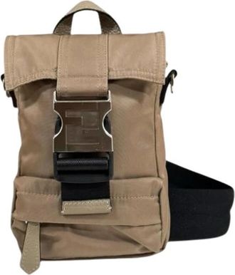 Fendi Pre-owned Cross Body Bags, male, Brown, Size: ONE SIZE Pre-owned Vintage Nylon Shoulder Bag