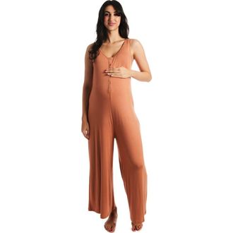 Everly Grey Luana During & After Maternity/Nursing Romper in Sandstone at Nordstrom, Size X-Small