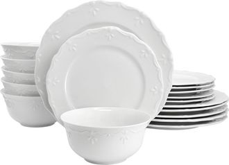 Elama Henryi 18 Piece Porcelain Dinnerware Set in White