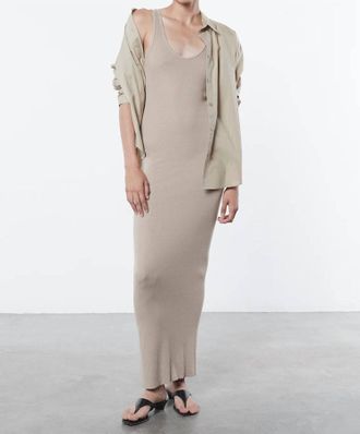 Enza Costa Stretch Silk Knit Maxi Dress In Tan