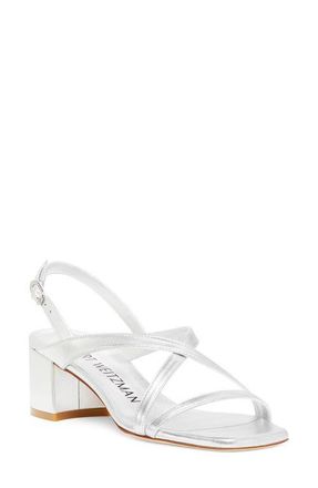 Stuart Weitzman Oasis 50 Block Sandal in Silver at Nordstrom, Size 8