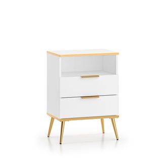 Petits Meubles Mesita de noche 2 cajones estratificado Blanco