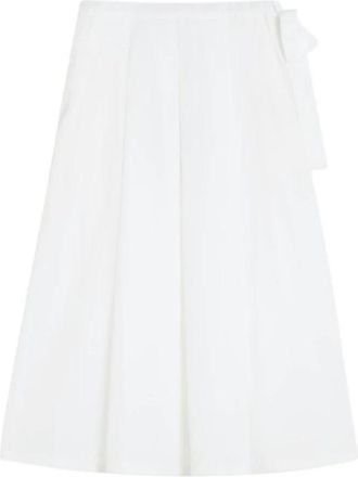 Max Mara Witte Midi Rok met Geplooid Ontwerp - Dames - Midirokken - Wit - S - Katoen - Rokken