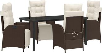 vidaXL Garden Dining Set 5 pcs Brown Poly rattan Vidaxl