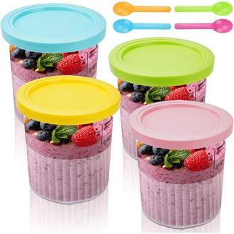 OEM Juego De 4 Recipientes Ninja Creami Deluxe De 680 Ml (680 Ml) - Compatibles Con Las Series Nc501 Y Nc500 - Sin Bpa - Aptos Para Lavavajillas