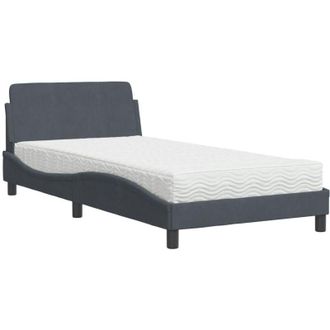 vidaXL Cama Con Colch&oacute;n Terciopelo Gris Oscuro 100x200 Cm Vidaxl